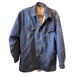 Levis Shirt Mens XL Shacket Blue Button Fleece Sherpa Chore Coat Barn Jacket